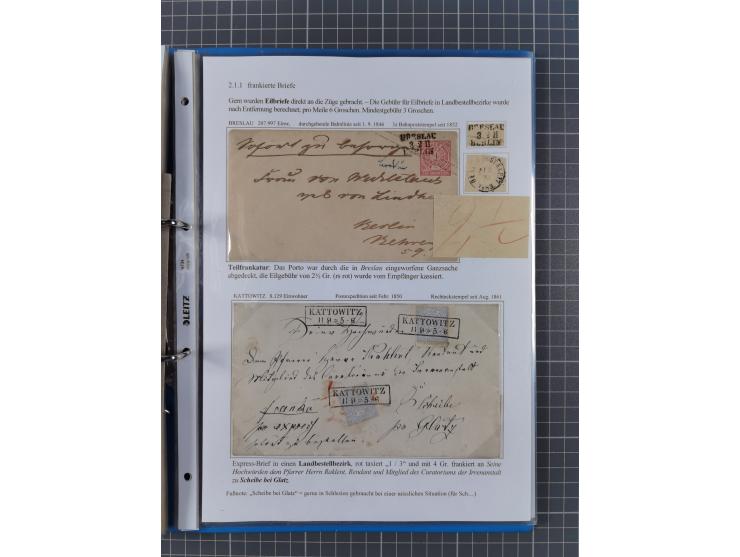 1868/71, 'Die Norddeutsche Post in Schlesien', Ausstellungssammlung mit rund 160 Belegen, dabei viele Besonderheiten, Ersttag