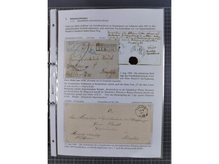 1868/71, 'Die Norddeutsche Post in Schlesien', Ausstellungssammlung mit rund 160 Belegen, dabei viele Besonderheiten, Ersttag