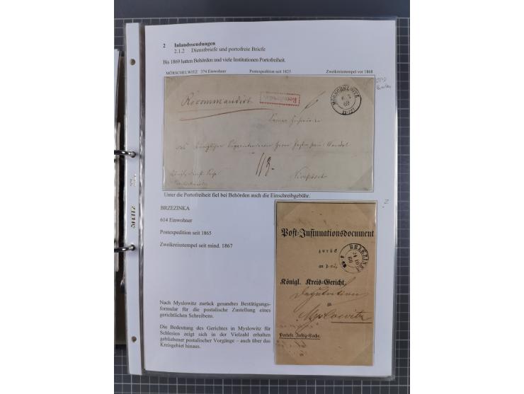 1868/71, 'Die Norddeutsche Post in Schlesien', Ausstellungssammlung mit rund 160 Belegen, dabei viele Besonderheiten, Ersttag