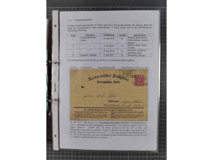 1868/71, 'Die Norddeutsche Post in Schlesien', Ausstellungssammlung mit rund 160 Belegen, dabei viele Besonderheiten, Ersttag