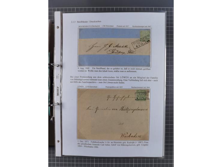1868/71, 'Die Norddeutsche Post in Schlesien', Ausstellungssammlung mit rund 160 Belegen, dabei viele Besonderheiten, Ersttag