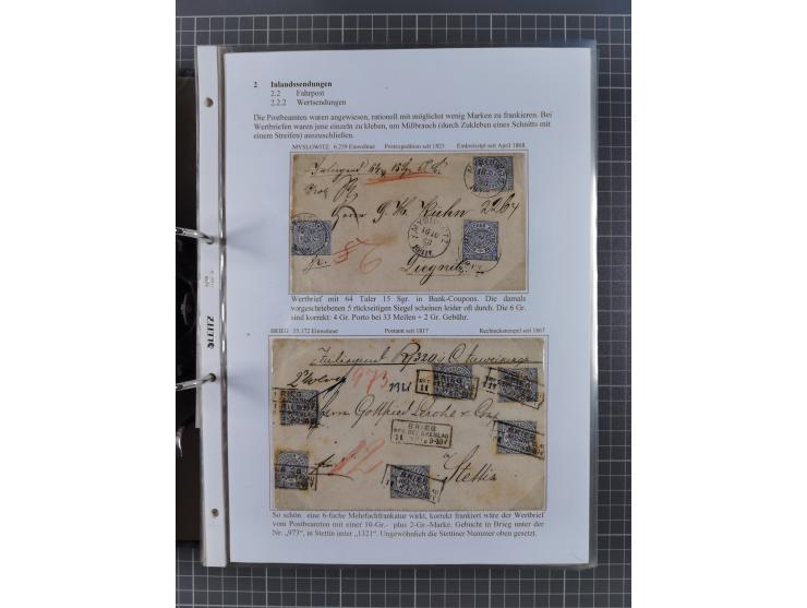1868/71, 'Die Norddeutsche Post in Schlesien', Ausstellungssammlung mit rund 160 Belegen, dabei viele Besonderheiten, Ersttag