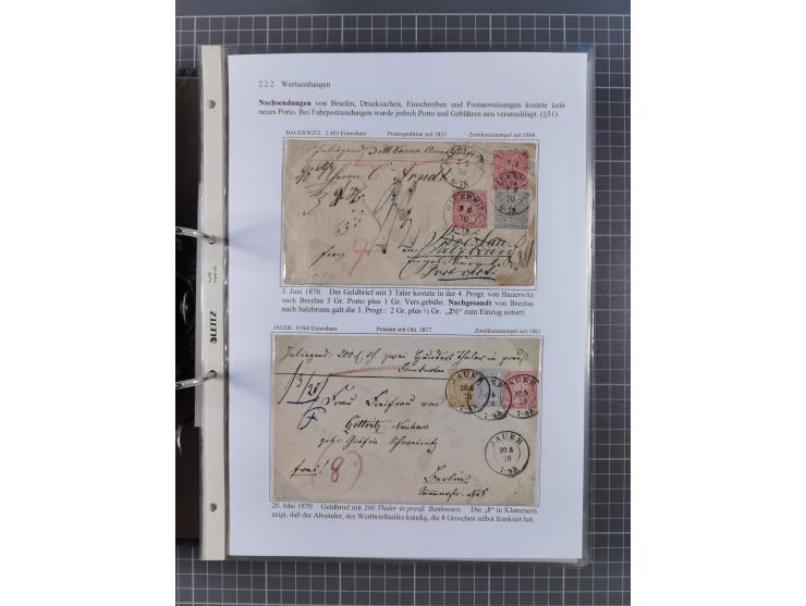 1868/71, 'Die Norddeutsche Post in Schlesien', Ausstellungssammlung mit rund 160 Belegen, dabei viele Besonderheiten, Ersttag