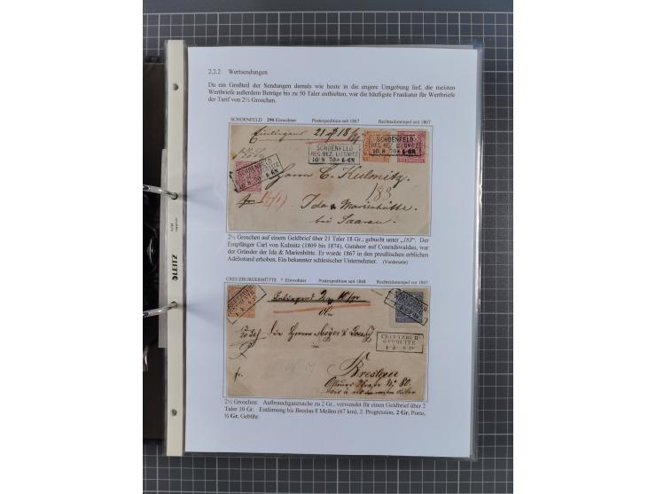 1868/71, 'Die Norddeutsche Post in Schlesien', Ausstellungssammlung mit rund 160 Belegen, dabei viele Besonderheiten, Ersttag