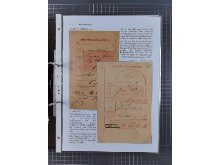 1868/71, 'Die Norddeutsche Post in Schlesien', Ausstellungssammlung mit rund 160 Belegen, dabei viele Besonderheiten, Ersttag