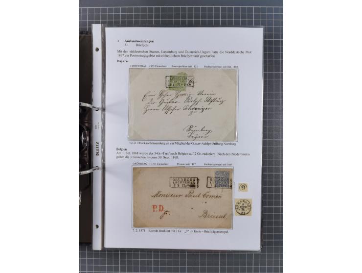 1868/71, 'Die Norddeutsche Post in Schlesien', Ausstellungssammlung mit rund 160 Belegen, dabei viele Besonderheiten, Ersttag