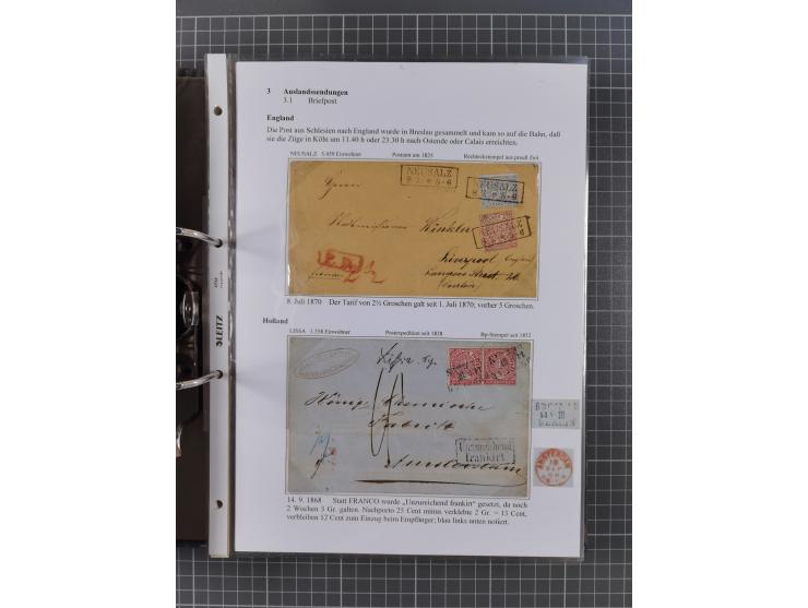 1868/71, 'Die Norddeutsche Post in Schlesien', Ausstellungssammlung mit rund 160 Belegen, dabei viele Besonderheiten, Ersttag