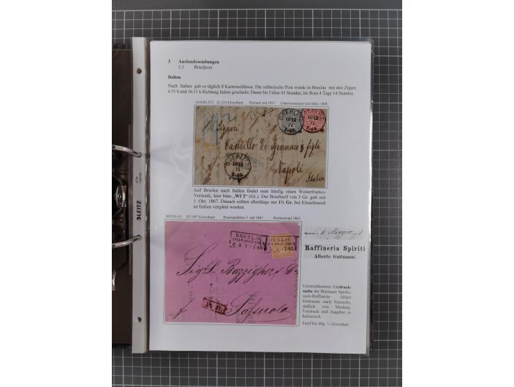 1868/71, 'Die Norddeutsche Post in Schlesien', Ausstellungssammlung mit rund 160 Belegen, dabei viele Besonderheiten, Ersttag