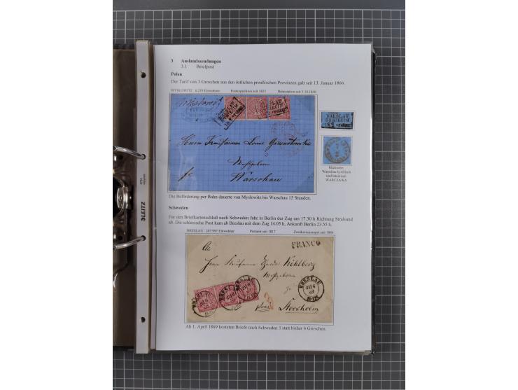 1868/71, 'Die Norddeutsche Post in Schlesien', Ausstellungssammlung mit rund 160 Belegen, dabei viele Besonderheiten, Ersttag