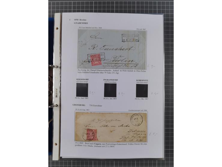 1868/71, 'Die Norddeutsche Post in Schlesien', Ausstellungssammlung mit rund 160 Belegen, dabei viele Besonderheiten, Ersttag