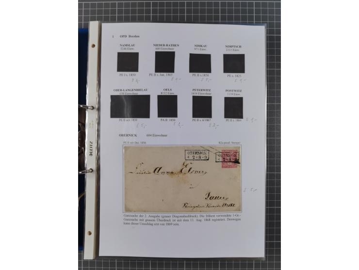 1868/71, 'Die Norddeutsche Post in Schlesien', Ausstellungssammlung mit rund 160 Belegen, dabei viele Besonderheiten, Ersttag