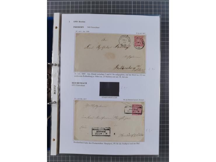 1868/71, 'Die Norddeutsche Post in Schlesien', Ausstellungssammlung mit rund 160 Belegen, dabei viele Besonderheiten, Ersttag