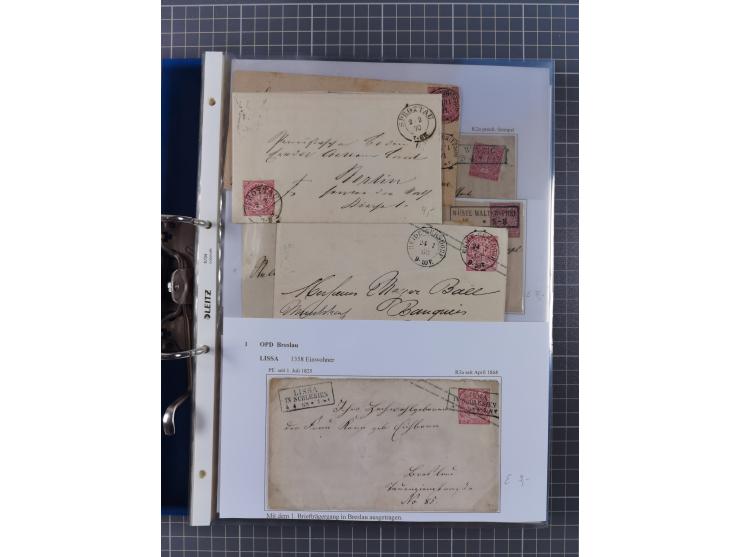 1868/71, 'Die Norddeutsche Post in Schlesien', Ausstellungssammlung mit rund 160 Belegen, dabei viele Besonderheiten, Ersttag