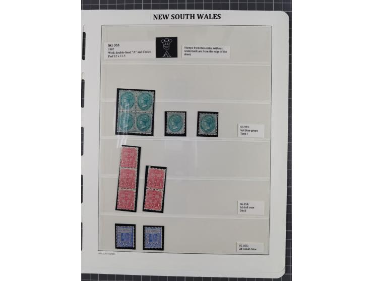 1905/07, The unused collection on two leaves with, ½ d. shades and block of four, 1 d. dull rose, 2 d. cobalt-blue, 8 d. mage