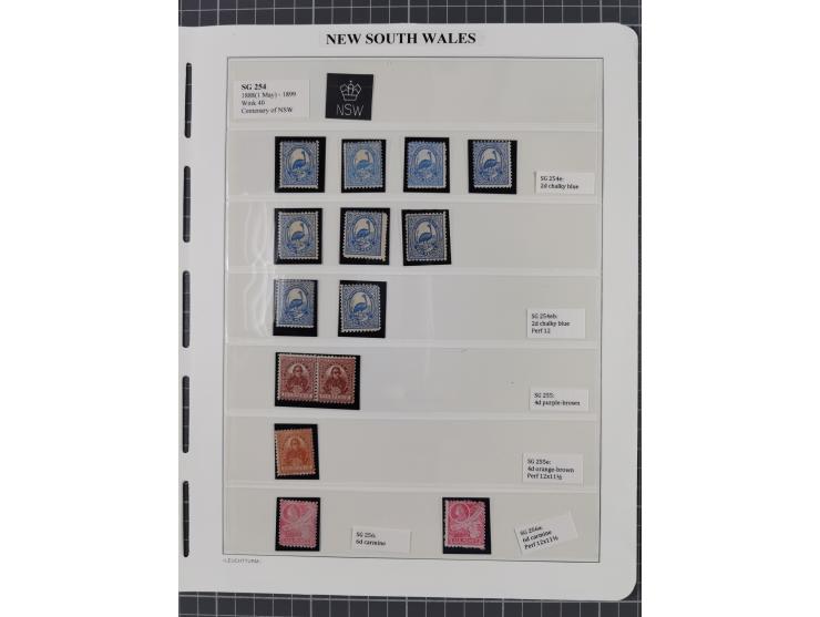 1888/99, The unused collection on three leaves with, 1 d. lilac and mauve (9), 2 d. chalky-blue shades and prussian-blue (17)