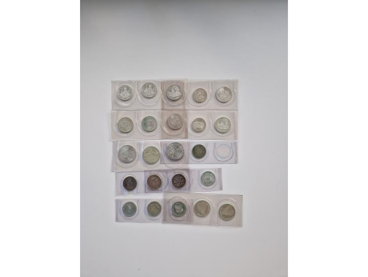 reichhaltige Sammlung Silbermünzen, dabei viel 5 DM und 10 DM Silber sowie Olympiade 1988 mit u.a. Jamaica 100 Dollar, Feinge