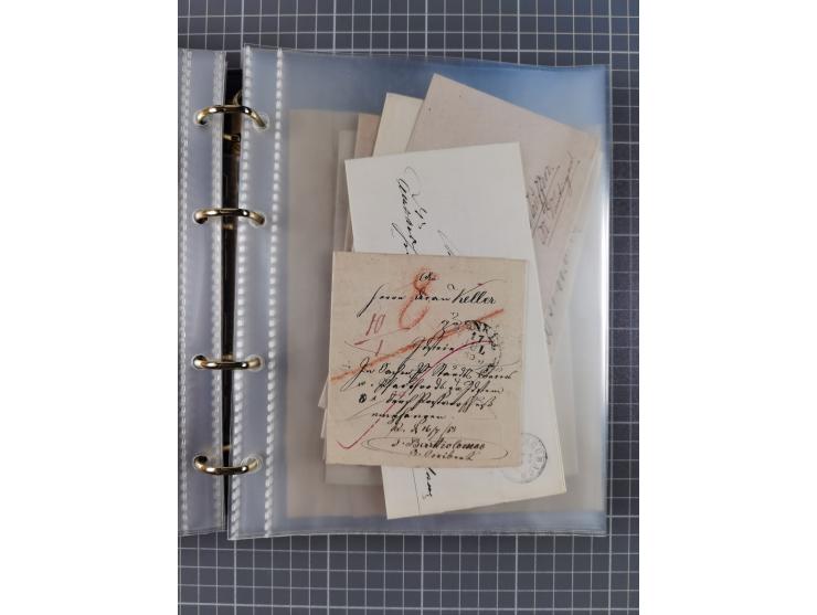 1830/86 (ca.), über 45 meist markenlose Briefe mit Steigbügelstempeln mit Schwerpunkt Württemberg, dabei u.a. HAIGERLOCH in r