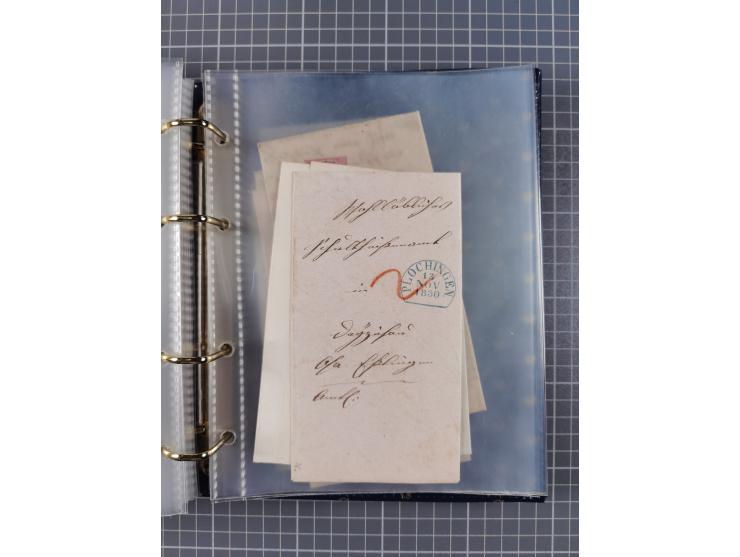 1830/86 (ca.), über 45 meist markenlose Briefe mit Steigbügelstempeln mit Schwerpunkt Württemberg, dabei u.a. HAIGERLOCH in r