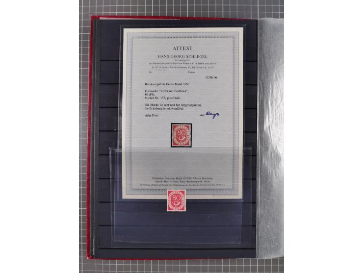 1948/51, meist postfrischer und gestempelter Bestand, angefangen ab Posthornsatz kpl. postfrisch sign. bzw. 70-90 Pfg. unsign