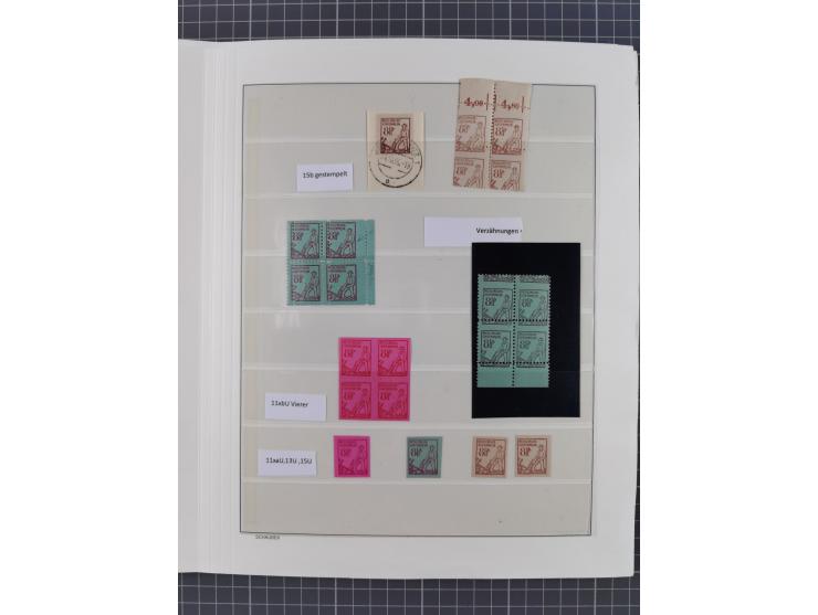 1945/46, meist postfrische Sammlung mit vielen Besonderheiten, dabei einseitig ungezähnte und ungezähnte Werte, Farben und Dr