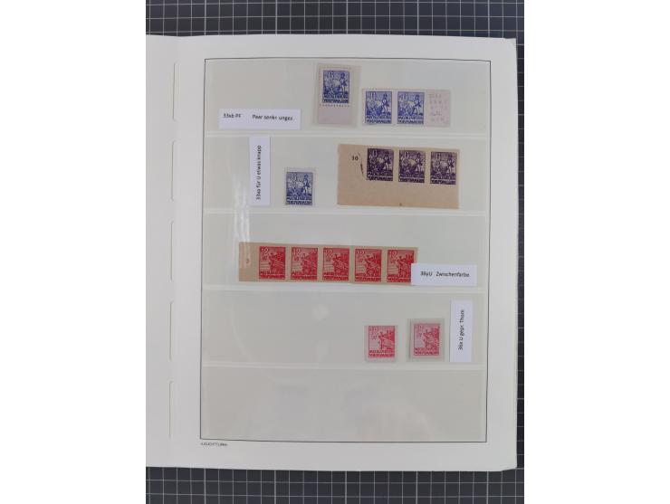 1945/46, meist postfrische Sammlung mit vielen Besonderheiten, dabei einseitig ungezähnte und ungezähnte Werte, Farben und Dr