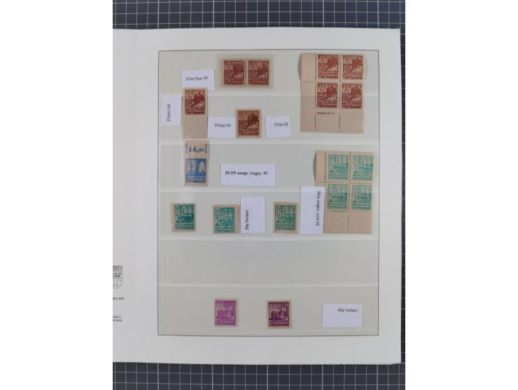 1945/46, meist postfrische Sammlung mit vielen Besonderheiten, dabei einseitig ungezähnte und ungezähnte Werte, Farben und Dr