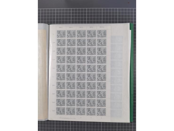 1946/63, 32 meist postfrische Bogen, dabei Allii. Besetzung Mi.-Nr. &nbsp;911 DZ F und 918 DZ F, sowie DDR