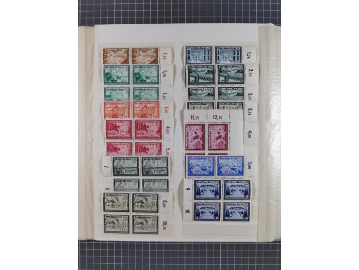 1937/45, postfrischer Bestand Bogenteile und Einheiten, im Album