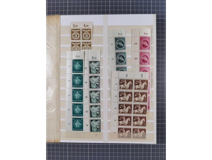 1937/45, postfrischer Bestand Bogenteile und Einheiten, im Album