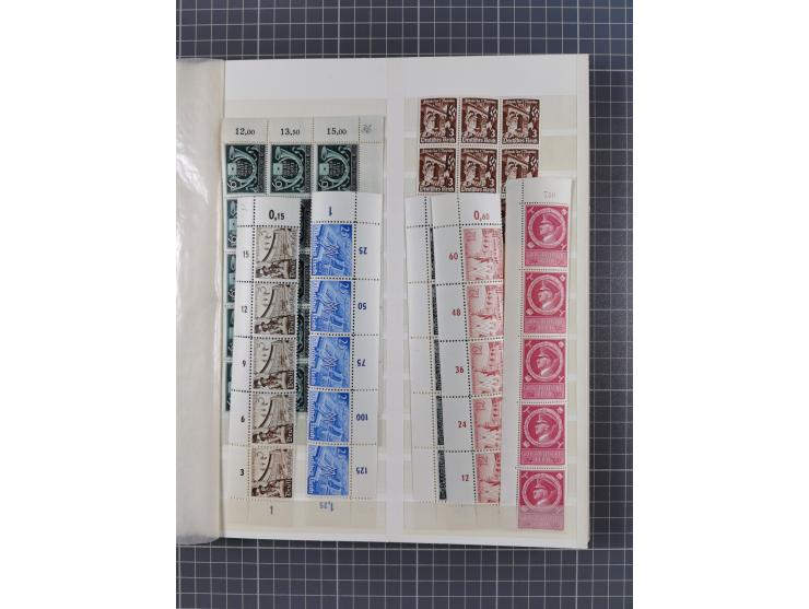 1937/45, postfrischer Bestand Bogenteile und Einheiten, im Album