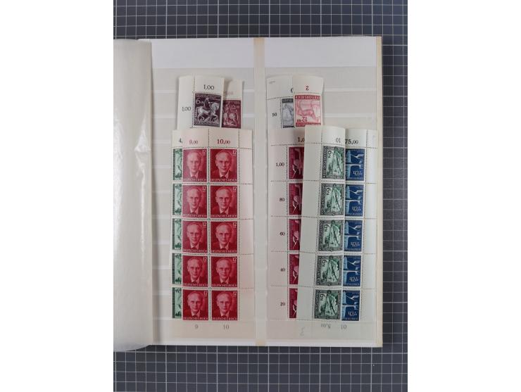 1937/45, postfrischer Bestand Bogenteile und Einheiten, im Album