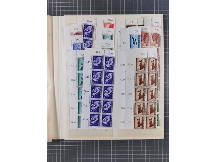 1937/45, postfrischer Bestand Bogenteile und Einheiten, im Album