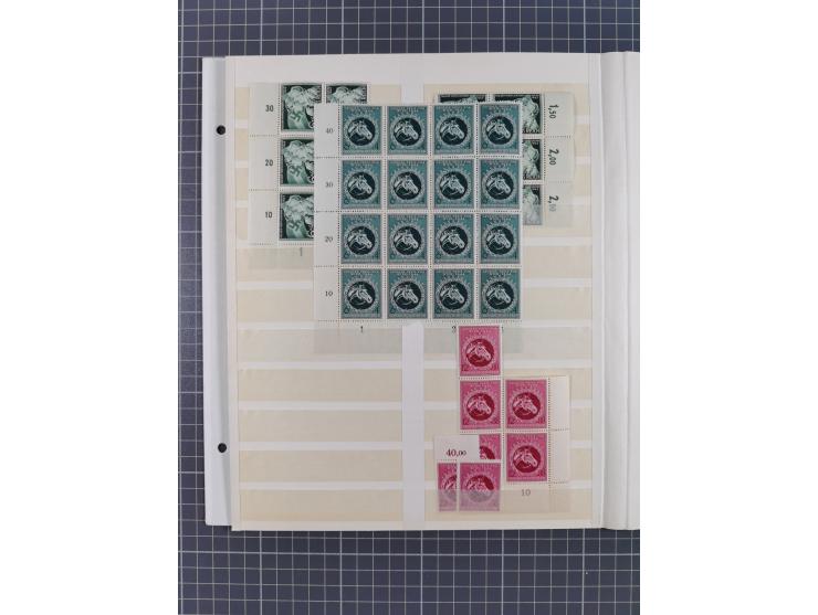 1937/45, postfrischer Bestand Bogenteile und Einheiten, im Album