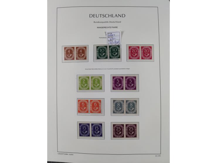1951/2020, je postfrische und gestempelte Sammlung “waagerechte Paare”, dabei u.a. Posthornsatz postfrisch (20 Pfg. kleine gu