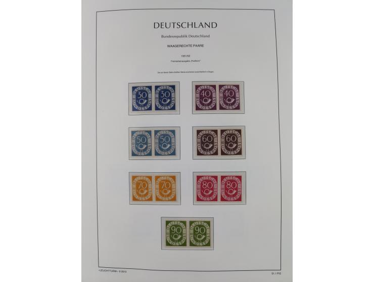 1951/2020, je postfrische und gestempelte Sammlung “waagerechte Paare”, dabei u.a. Posthornsatz postfrisch (20 Pfg. kleine gu