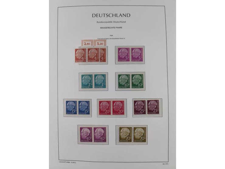 1951/2020, je postfrische und gestempelte Sammlung “waagerechte Paare”, dabei u.a. Posthornsatz postfrisch (20 Pfg. kleine gu
