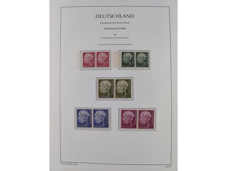 1951/2020, je postfrische und gestempelte Sammlung “waagerechte Paare”, dabei u.a. Posthornsatz postfrisch (20 Pfg. kleine gu