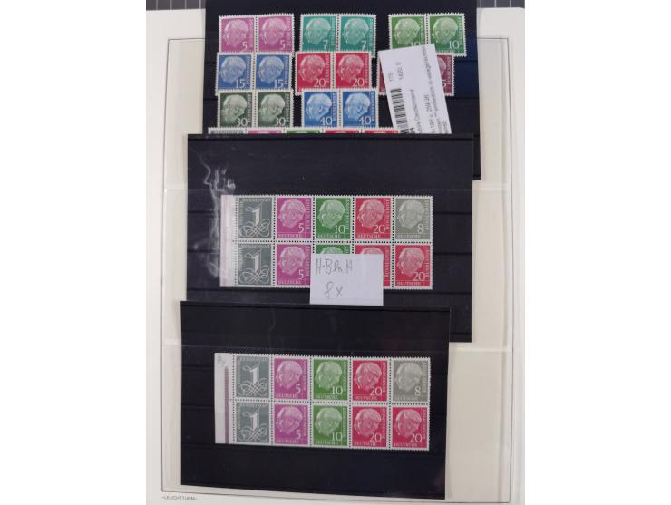 1951/2020, je postfrische und gestempelte Sammlung “waagerechte Paare”, dabei u.a. Posthornsatz postfrisch (20 Pfg. kleine gu