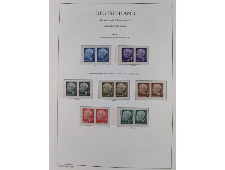 1951/2020, je postfrische und gestempelte Sammlung “waagerechte Paare”, dabei u.a. Posthornsatz postfrisch (20 Pfg. kleine gu