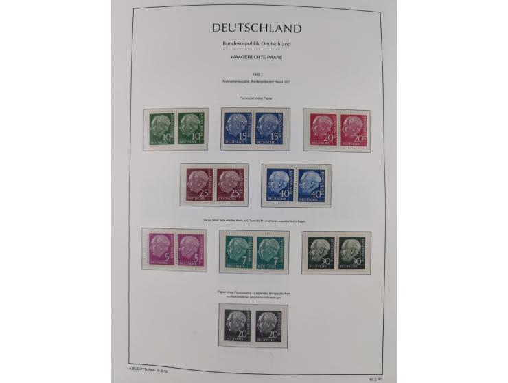 1951/2020, je postfrische und gestempelte Sammlung “waagerechte Paare”, dabei u.a. Posthornsatz postfrisch (20 Pfg. kleine gu