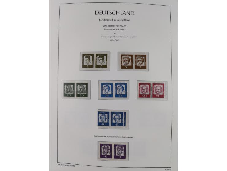 1951/2020, je postfrische und gestempelte Sammlung “waagerechte Paare”, dabei u.a. Posthornsatz postfrisch (20 Pfg. kleine gu