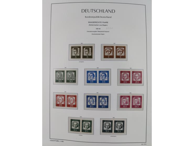 1951/2020, je postfrische und gestempelte Sammlung “waagerechte Paare”, dabei u.a. Posthornsatz postfrisch (20 Pfg. kleine gu