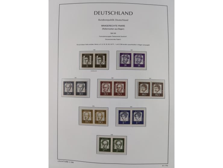 1951/2020, je postfrische und gestempelte Sammlung “waagerechte Paare”, dabei u.a. Posthornsatz postfrisch (20 Pfg. kleine gu