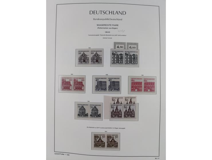 1951/2020, je postfrische und gestempelte Sammlung “waagerechte Paare”, dabei u.a. Posthornsatz postfrisch (20 Pfg. kleine gu