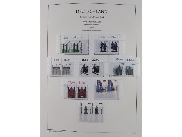 1951/2020, je postfrische und gestempelte Sammlung “waagerechte Paare”, dabei u.a. Posthornsatz postfrisch (20 Pfg. kleine gu