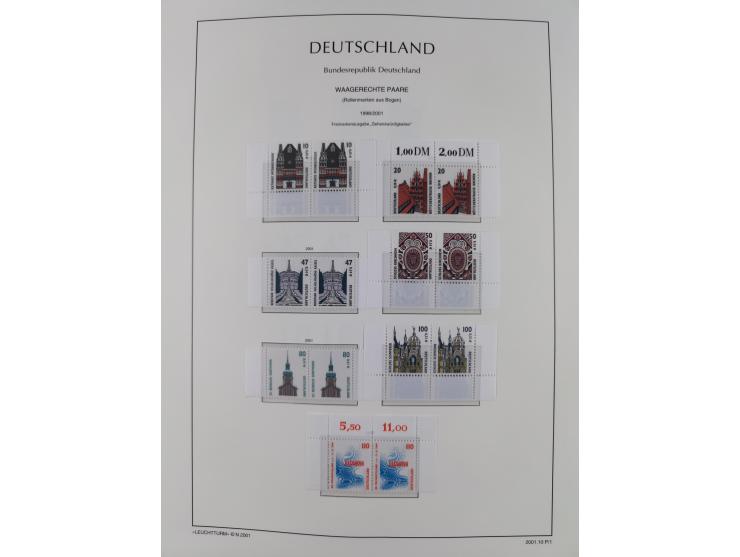 1951/2020, je postfrische und gestempelte Sammlung “waagerechte Paare”, dabei u.a. Posthornsatz postfrisch (20 Pfg. kleine gu