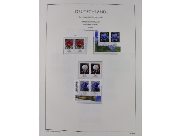 1951/2020, je postfrische und gestempelte Sammlung “waagerechte Paare”, dabei u.a. Posthornsatz postfrisch (20 Pfg. kleine gu