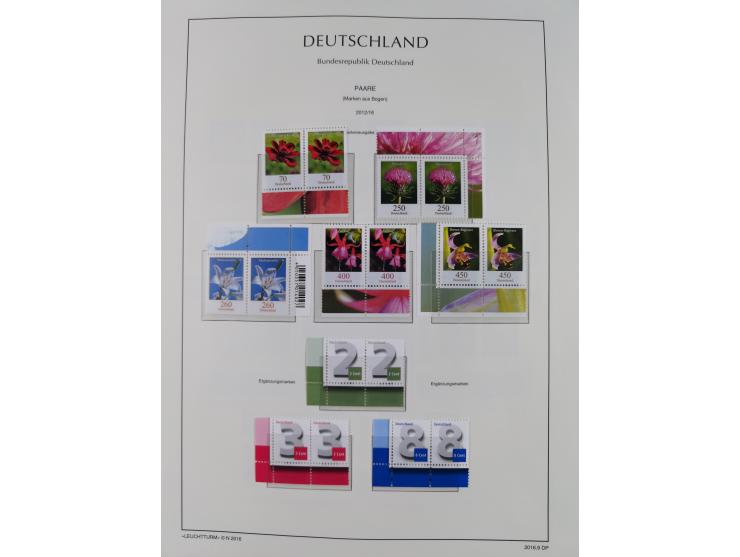 1951/2020, je postfrische und gestempelte Sammlung “waagerechte Paare”, dabei u.a. Posthornsatz postfrisch (20 Pfg. kleine gu