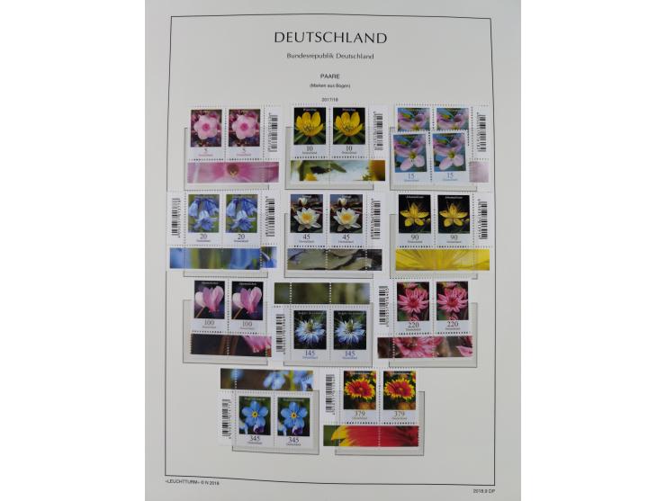 1951/2020, je postfrische und gestempelte Sammlung “waagerechte Paare”, dabei u.a. Posthornsatz postfrisch (20 Pfg. kleine gu