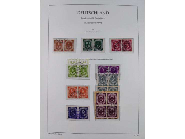 1951/2020, je postfrische und gestempelte Sammlung “waagerechte Paare”, dabei u.a. Posthornsatz postfrisch (20 Pfg. kleine gu